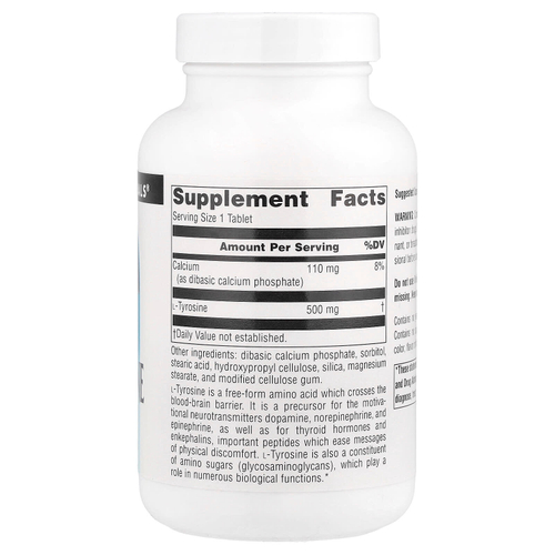 Source Naturals, L-тирозин, 500 мг, 100 таблеток
