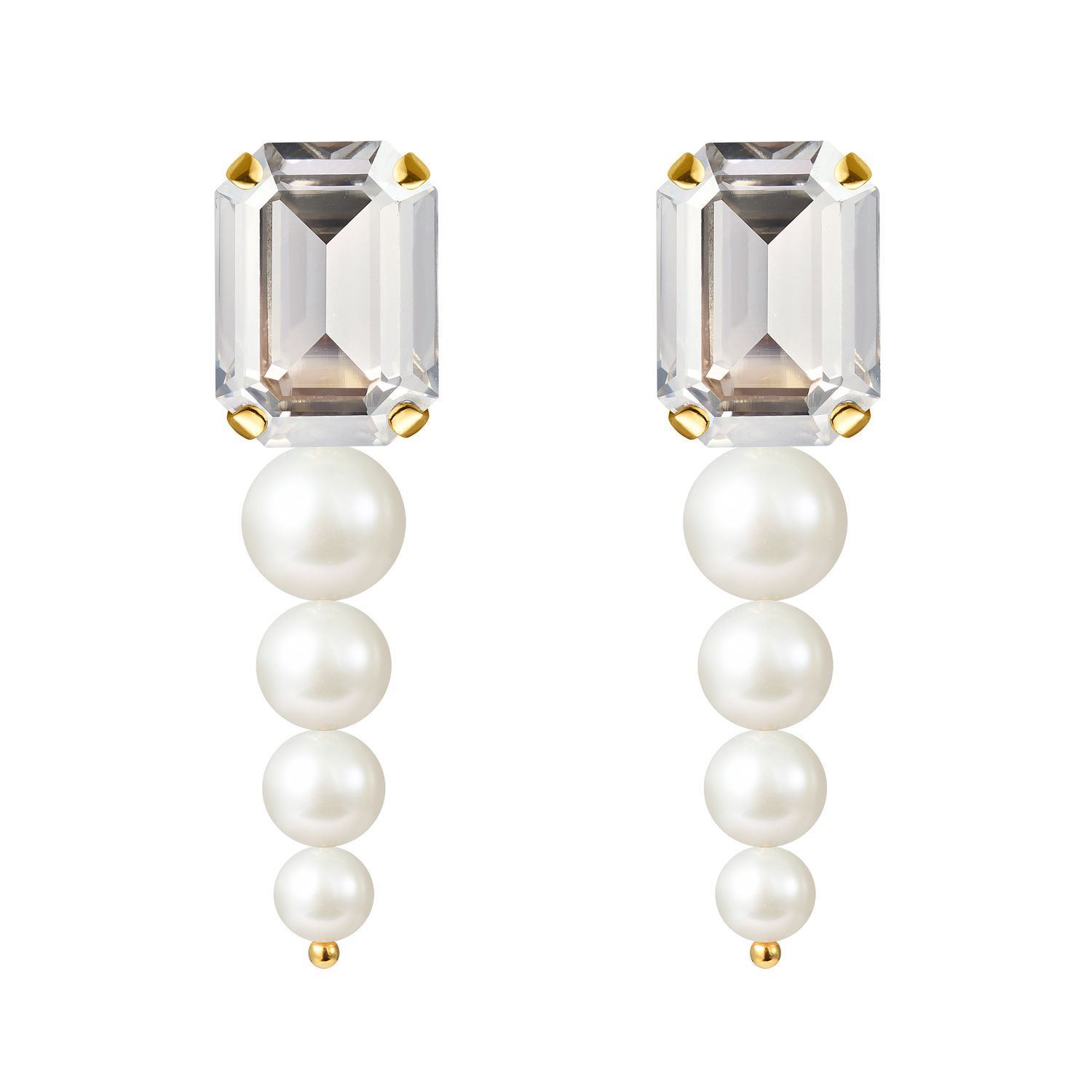 Серьги Octagon Pearl Gold Earrings