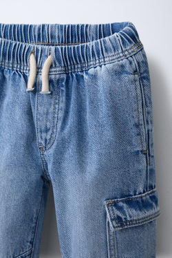 ZARA ДЖИНСЫ ДЖОГГЕРЫ В СТИЛЕ КАРГО, ВЫЦВЕТШИЙ СИНИЙ