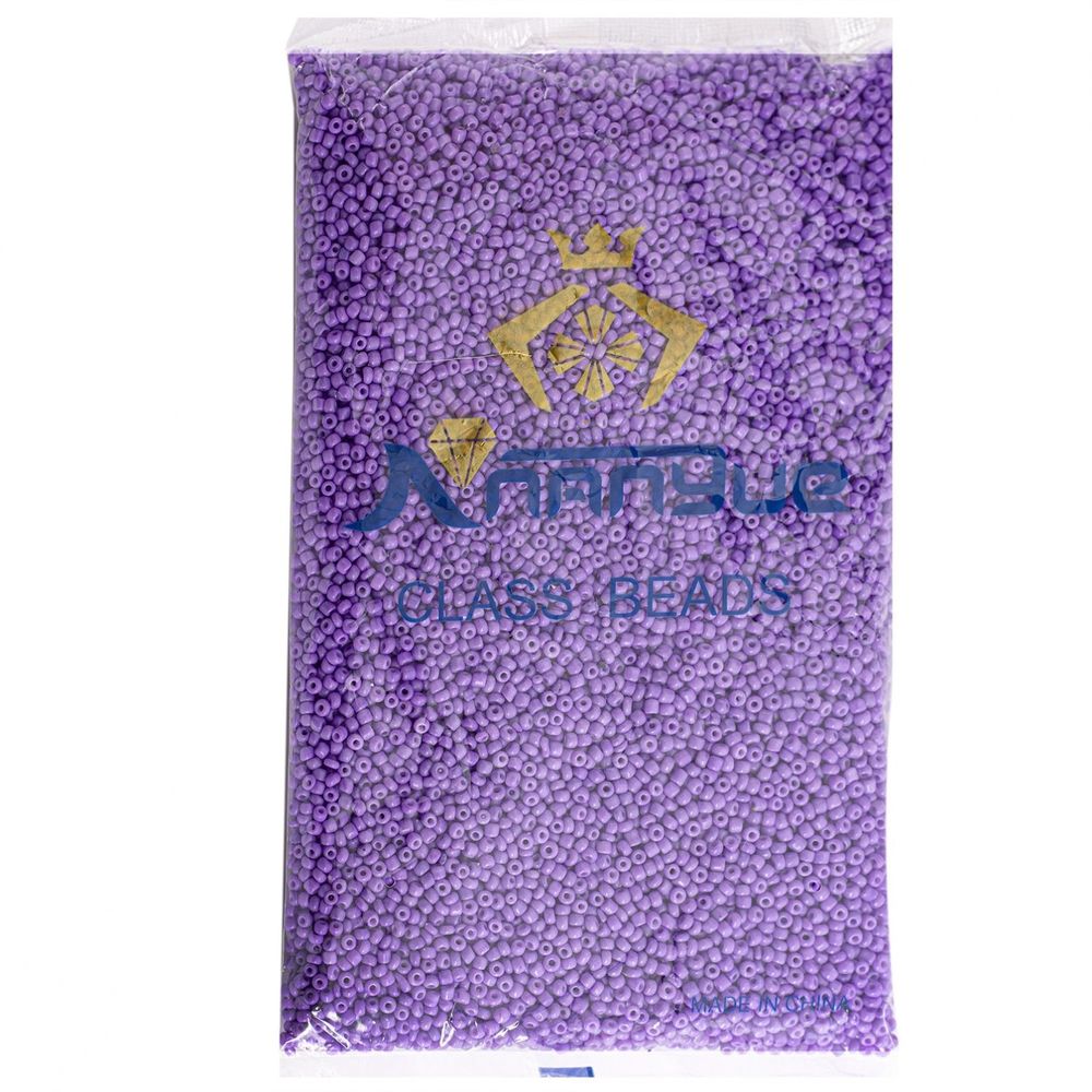 Бисер Alingar размер №8 вес 450 гр., сиреневый глянец, непрозрачный, пакет