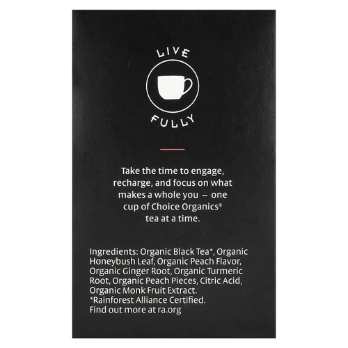 Choice Organics, Black Tea, персик для пикника, 16 чайных пакетиков, 32 г (1,12 унции)