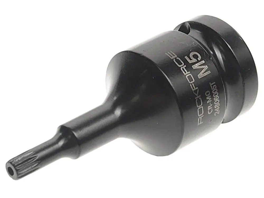 Головка-бита SPLINE ударная 1/2", M5 с отверстием ROCKFORCE RF-24806005T