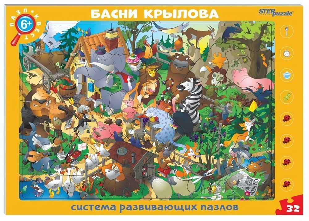 Пазл развив. 32эл. "Басни Крылова. Пазл-квест" (больш) (Степ пазл)