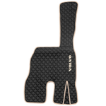 Ковры VOLVO FM до 2008 года (экокожа, черный, бежевый кант, бежевая вышивка)