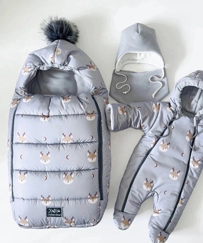 Зимний комплект на выписку "Пушинка принт" (model.15)