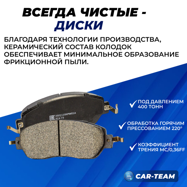 Колодки тормозные передние (керамические) Haval H9, Tank 300, Great Wall Poer (арт. ZCP-1146)