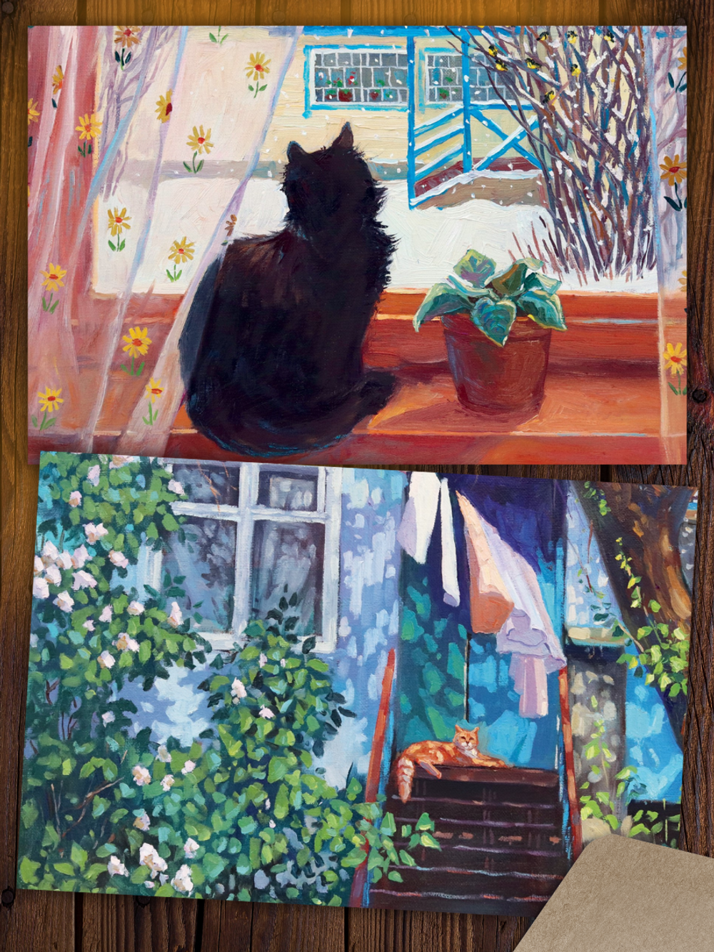 Кошки и окошки №2. 10 открыток