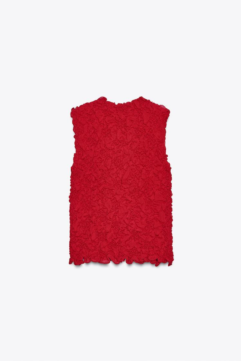 ZARA ТЕКСТУРИРОВАННЫЙ ТРИКОТАЖНЫЙ ТОП, КРАСНЫЙ