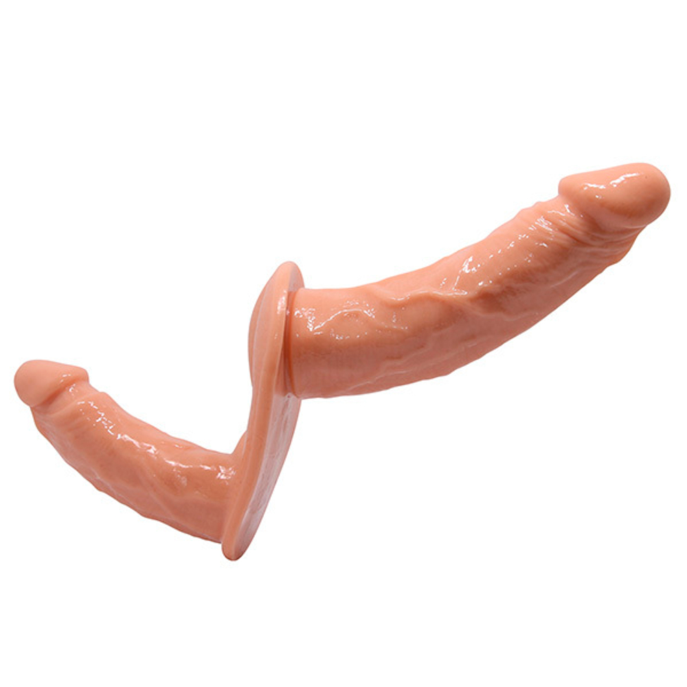 Женский страпон с 2 отростками внешним 13,5см и внутренним 10,2см Baile Ultra Passionate Harness Strap On BW-022077