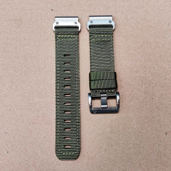 Ремешок тактический Tactix 22 мм. для Garmin Fenix 7 / 6 / 5, Forerunner 935/ 945 / 955, instinct, instinct 2, Epix Gen 2 нейлоновый быстросъемный на застежке (Хаки/серебряный)