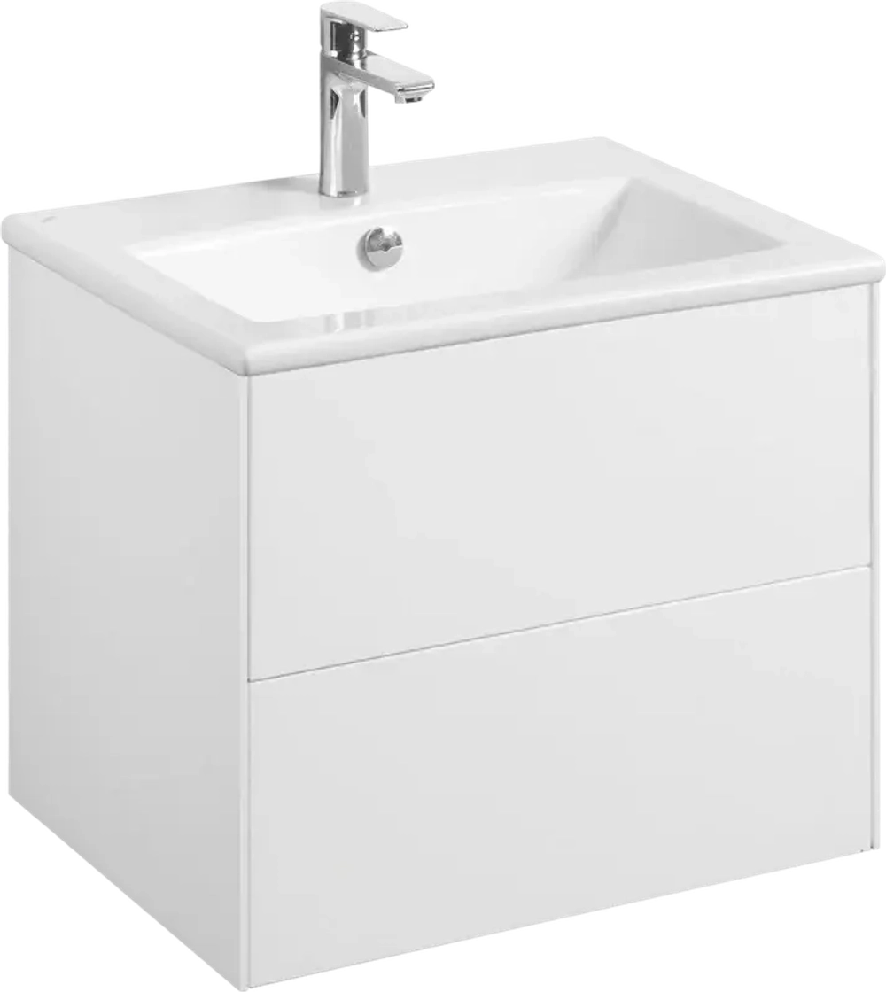 Тумба-умывальник Акватон Сохо 60 1A258001AJ010 белый глянец с раковиной Элина 60