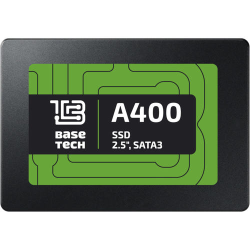 SSD BaseTech A400 512Гб, 2.5", SATA3, Bulk, TLC, Чтение:580мб/с, Запись:530мб/с (SSDBTA400512GN)