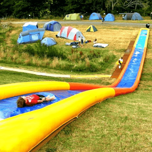 Водная горка с надувным дном, герметичная ТУРБО "Капля", длина 40 метров