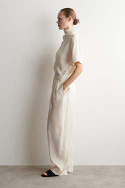 COS Прямые брюки со складками и драпировкой, цвет слоновой кости