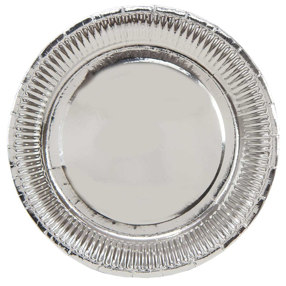 Тарелки фольгированные в серебряном цвете, 17 см/ 23 см, 6 шт