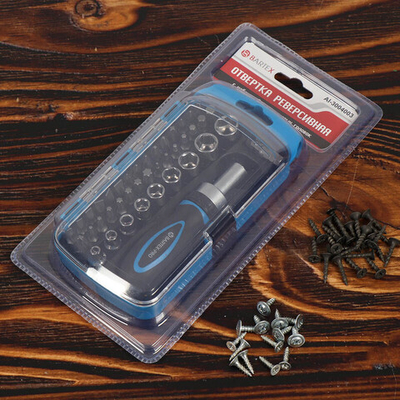 Отвертка реверсивная с битами, 41 пр, Bartex, с торцевыми головками, блистер, AI-3004003, шт