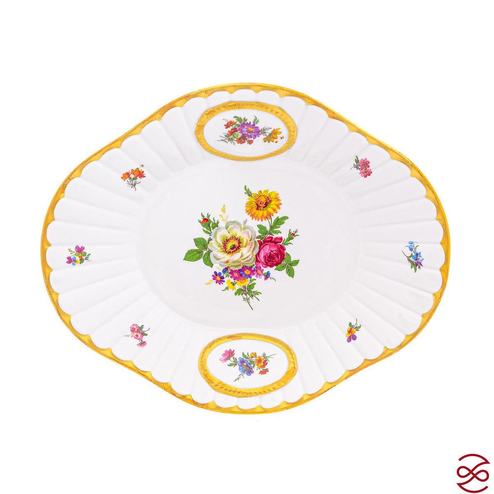 Блюдо для хлеба Queen's Crown Мейсенский букет 34 см