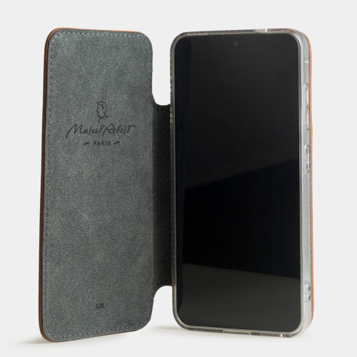 Чехол-книжка для Samsung Galaxy S25 Plus из кожи теленка, цвета карамель