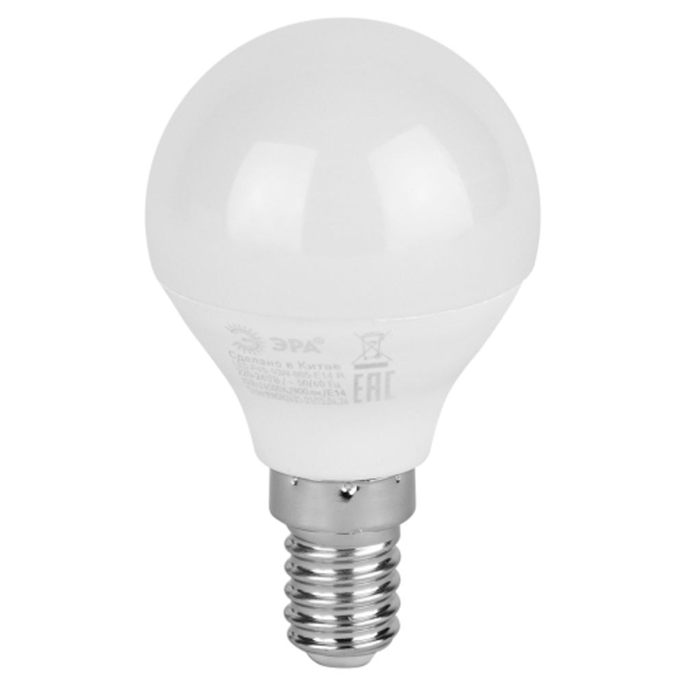 Лампочка светодиодная ЭРА RED LINE LED P45-10W-865-E14 R E14 / Е14 10Вт шар холодный дневной свет | Лампы cветодиодные Шар (G/P)