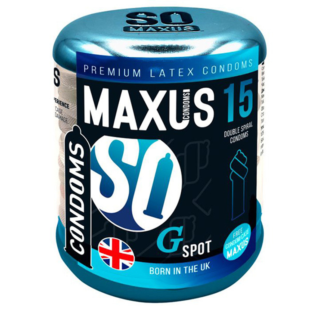 Презервативы с двойной спиралью в кейсе Maxus G spot 15шт