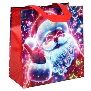 Сумка новогодняя Казахстан 23*22*11 см шоппер Санта НЕОН  1 шт 12 шт/упак