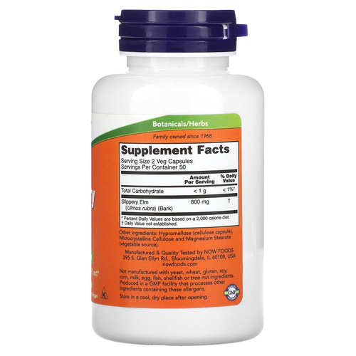 NOW Foods, красный вяз, 400 мг, 100 растительных капсул