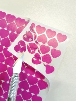 Наклейки сердечки фуксия, 324 шт