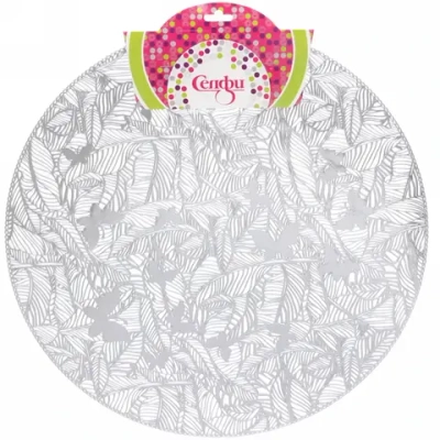 Салфетка плетеная 38см «Бабочки» серебро