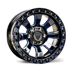 Диск колёсный литой BEAST OFFROAD 9604N R17 8,5 ET0 Blue Gloss Black W Milled Spokes