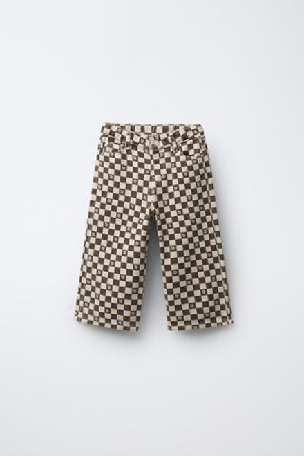 ZARA БРЮКИ-КЮЛОТЫ ИЗ ТВИЛА В ШОТЛАНДСКУЮ КЛЕТКУ, СЕРЫЙ