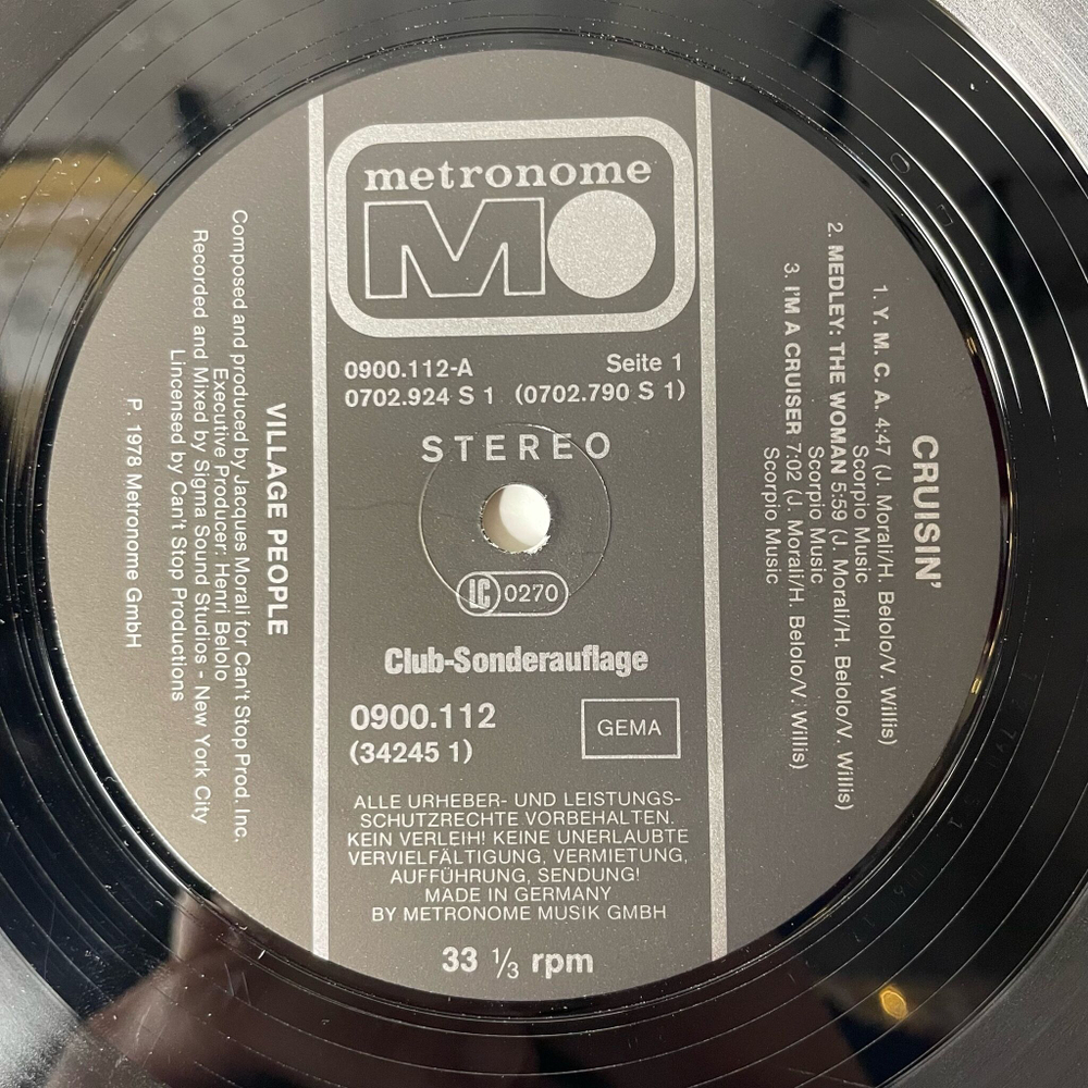 Винтажная виниловая пластинка LP Village People Cruisin (Germany 1978) Y.M.C.A.