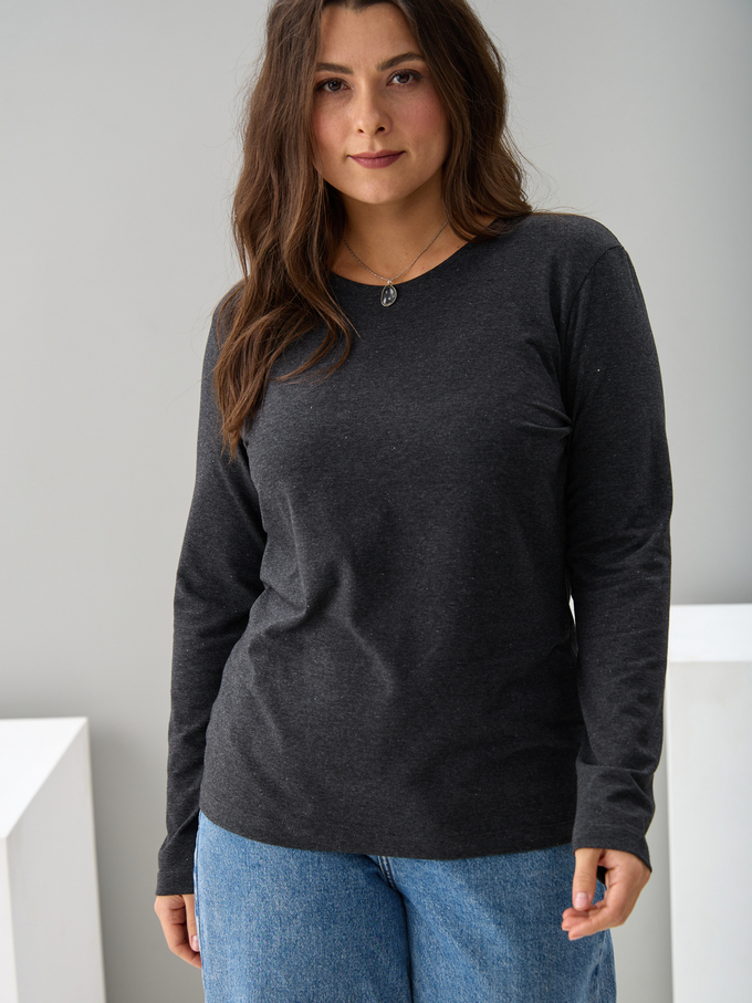 Лонгслив ЛНкл-081/темносерый-меланж