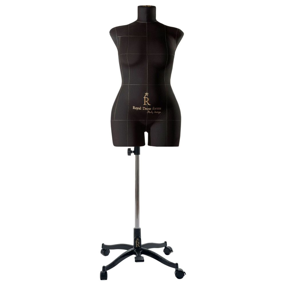 Манекен портновский Моника, размер 48, цвет черный, на подставке «Милан». Вид спереди.