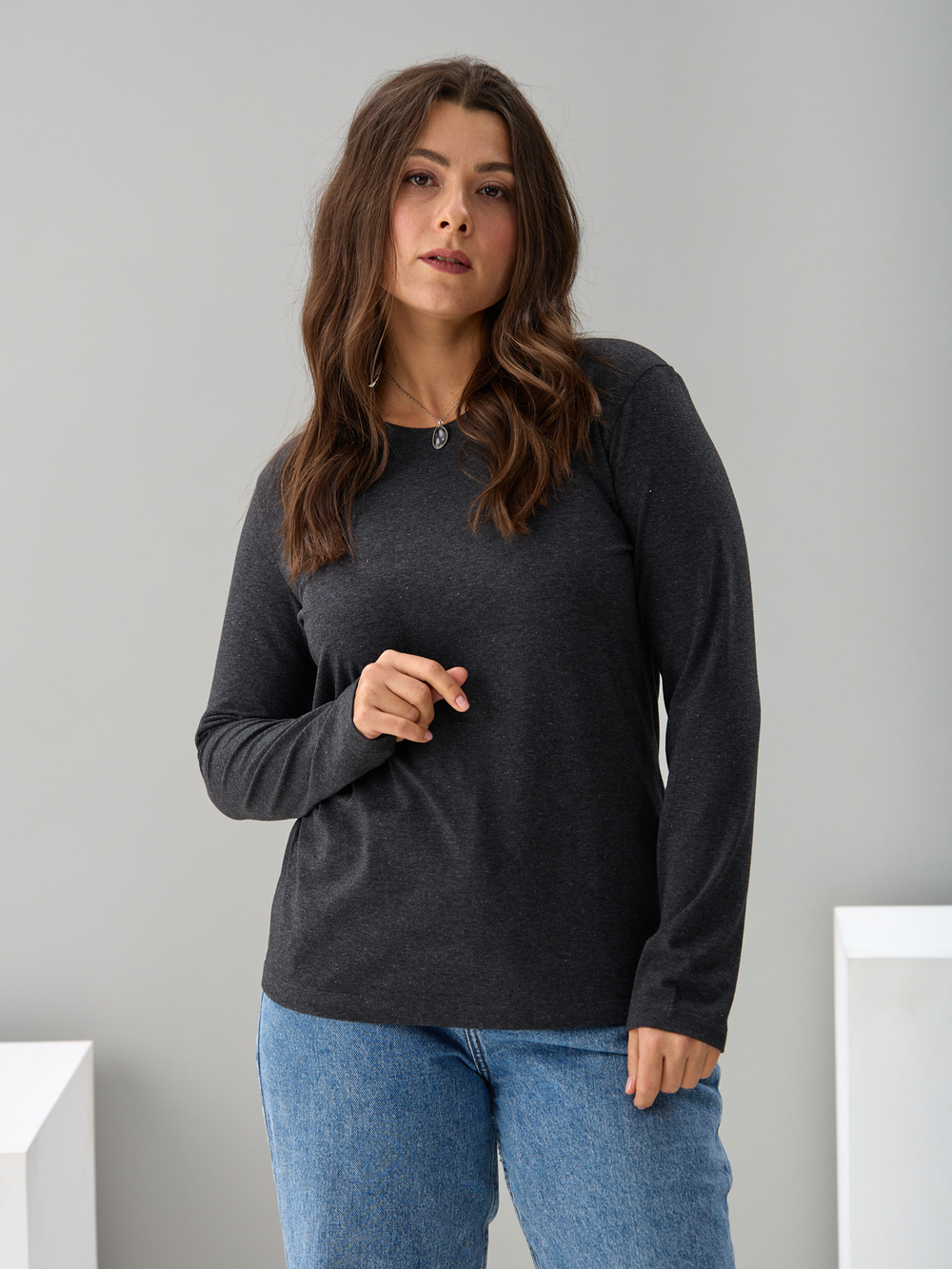 Лонгслив ЛНкл-081/темносерый-меланж