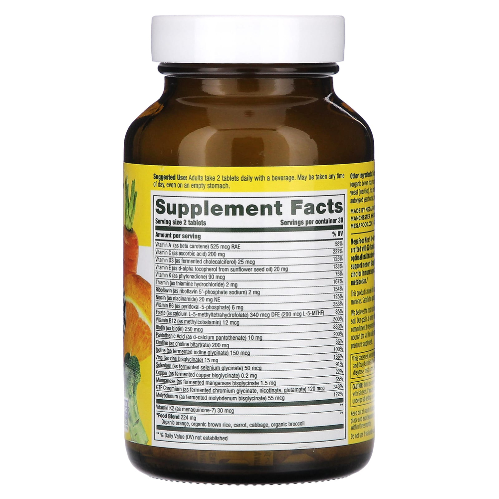 MegaFood, улучшенный мультивитаминный комплекс, для мужчин старше 40 лет, 60 таблеток