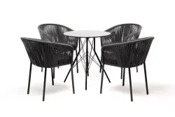 "Конте" обеденная группа на 4 персоны, круглый стол, цвет "серый гранит"