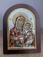 Иерусалимская БМ, икона арочная, красное дерево, эмаль 150х200