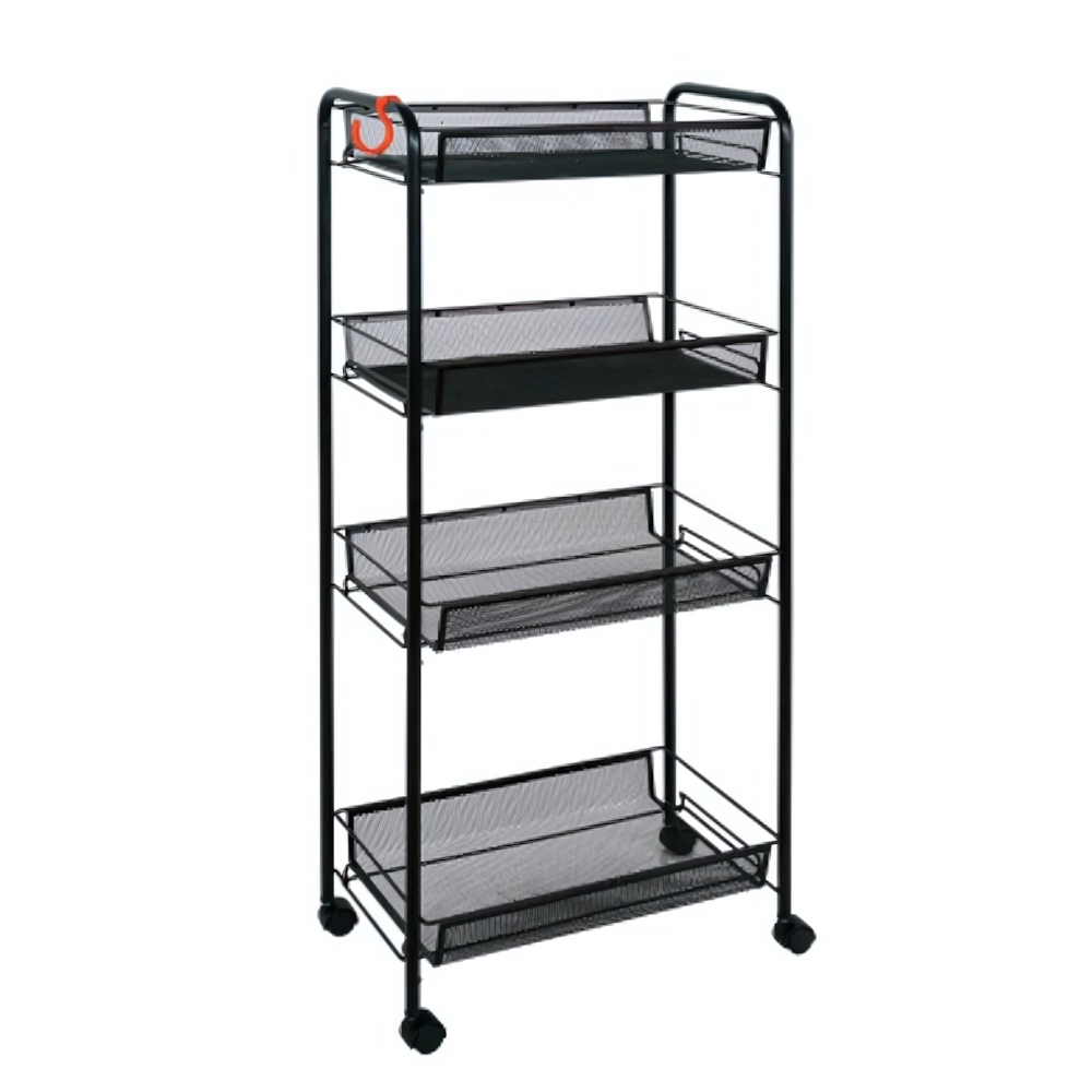Этажерка "Ладья 24 К" 4 полки на колесиках черный