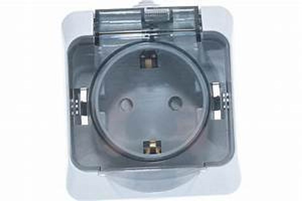 Розетка 1-местная серый ОП с крышкой IP44 PA16-044C Systeme Electric Этюд