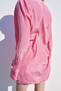 ZARA СВОБОДНАЯ БЛУЗА С ЗАВЯЗКАМИ — ZW COLLECTION, ЯРКО-РОЗОВЫЙ