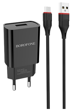 Зарядка 5В-2.1А +шнур MicroUSB BOROFONE BA20A