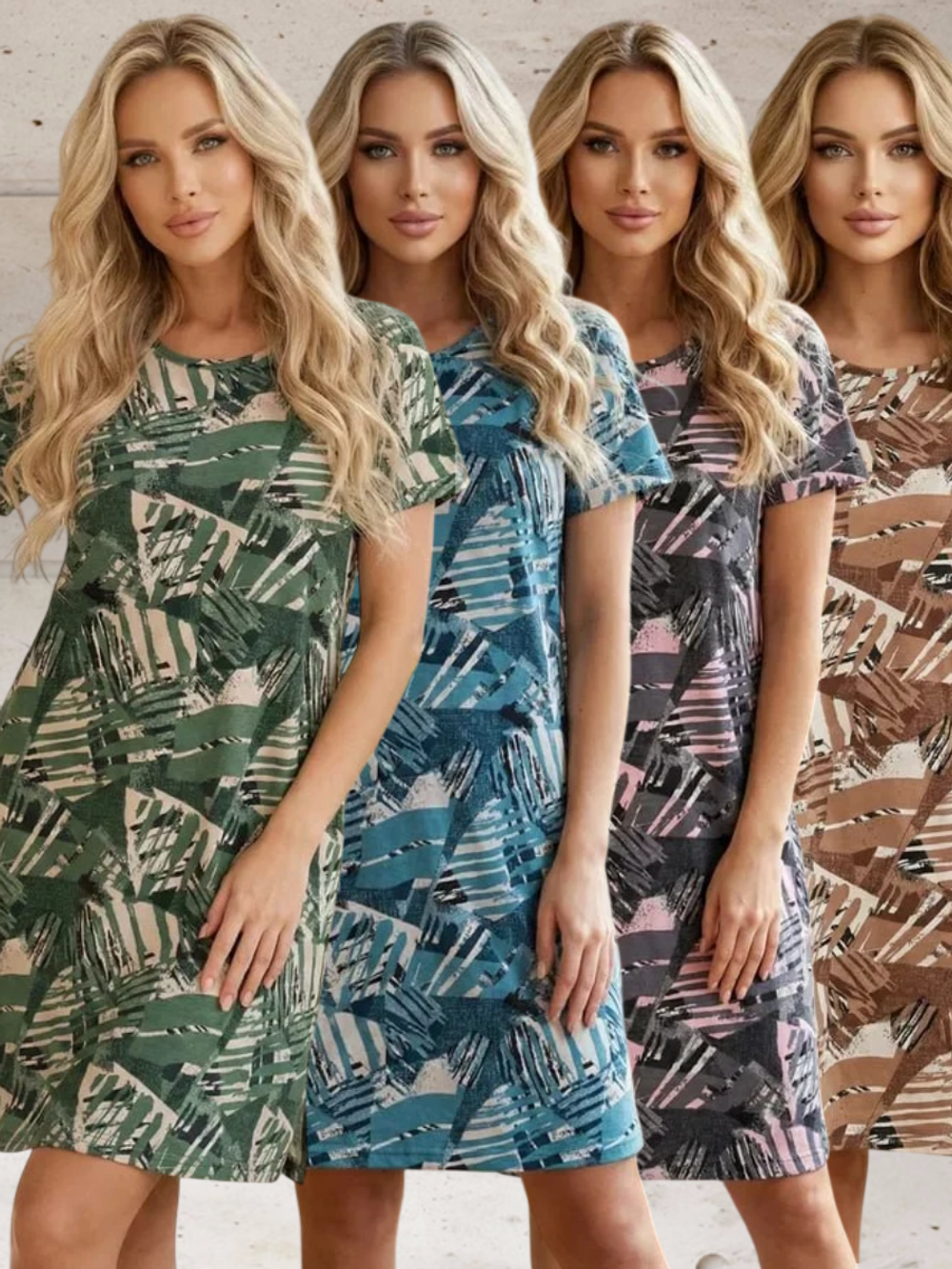 1498-2 Футболка удлиненная женская кулирка набивка, микс (54/56)