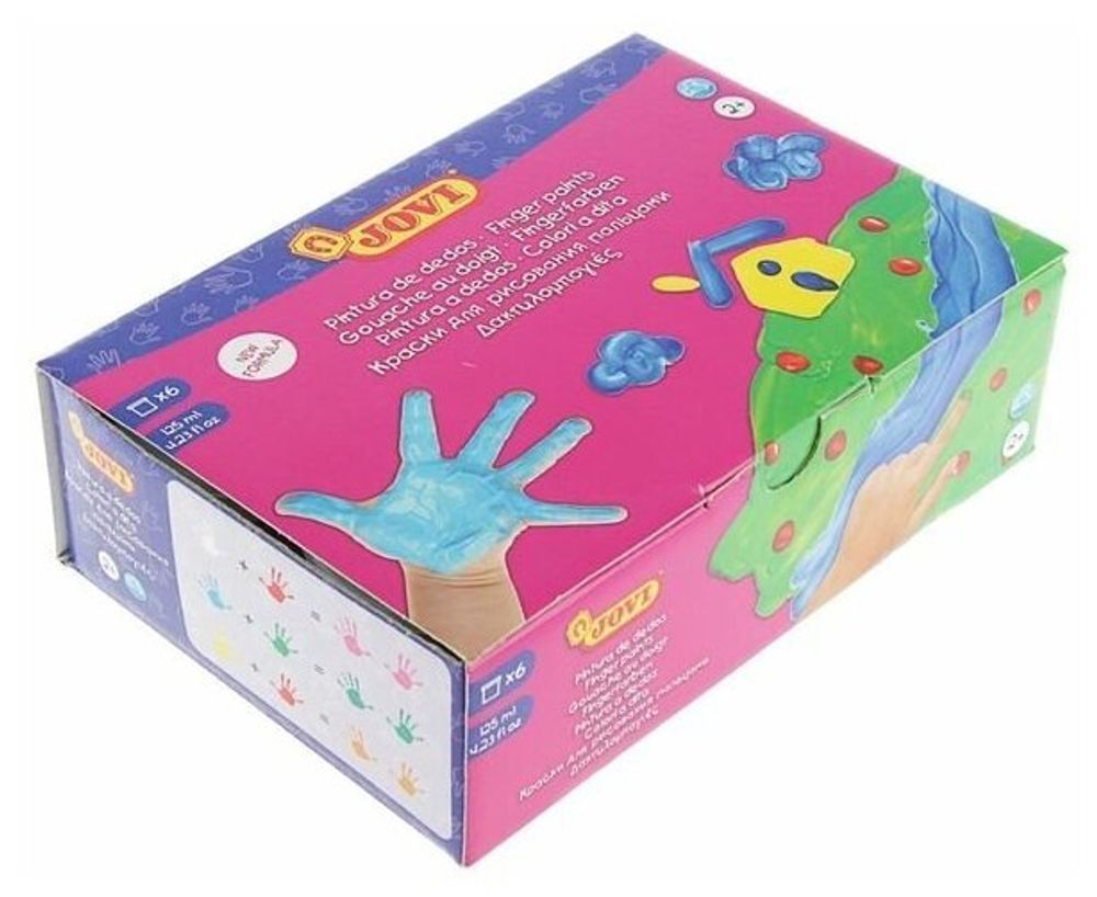 Краски пальчиковые JOVI (Испания), 6 цветов по 125 мл, на водной основе, в баночках, 560/S