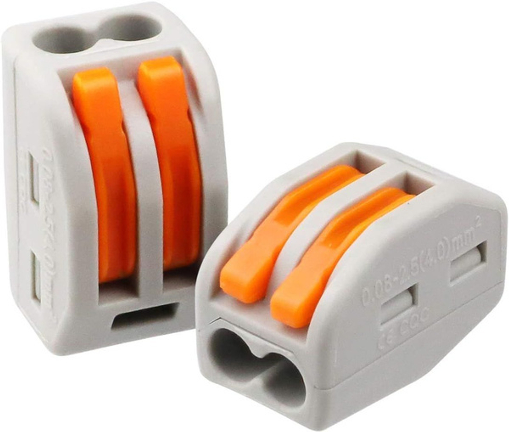 Клемма двухканальная зажимная PCT‑212 (аналог WAGO), 1 шт.