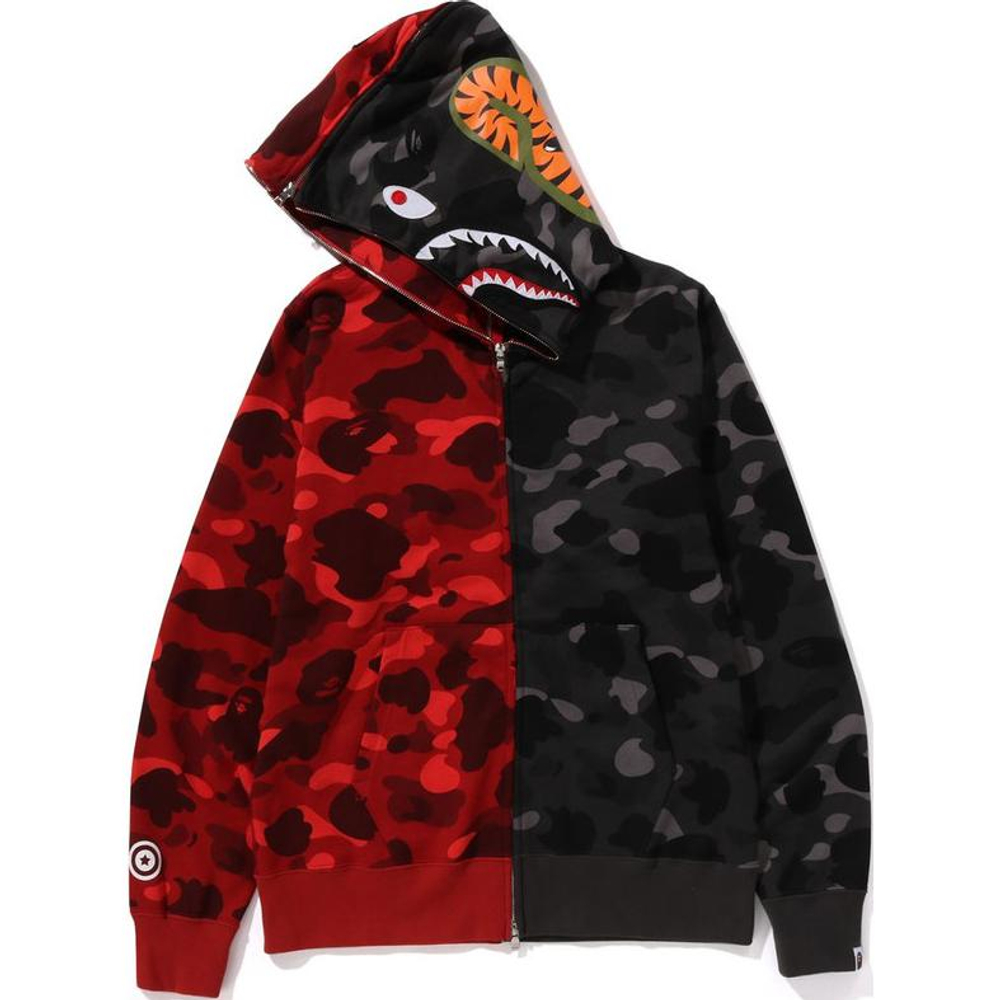 A Bathing Ape Color Camo Separate Shark Fz Худи черный красный