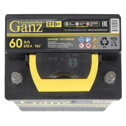 Аккумулятор GANZ EFB 60 А/ч обратный R+ 242x175x190 L2 EN 610 А
