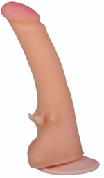 Телесный фаллоимитатор на присоске со стимулирующими усиками - 20,5 см. (Цвет: телесный)
