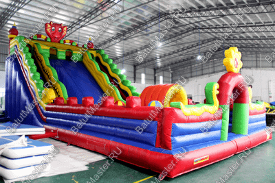 Детский надувной батут-горка "Dragons", размер 14*8*8 м