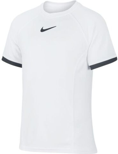 Футболка для мальчика теннисная Nike Court Dry Top SS B - white/white/black/black