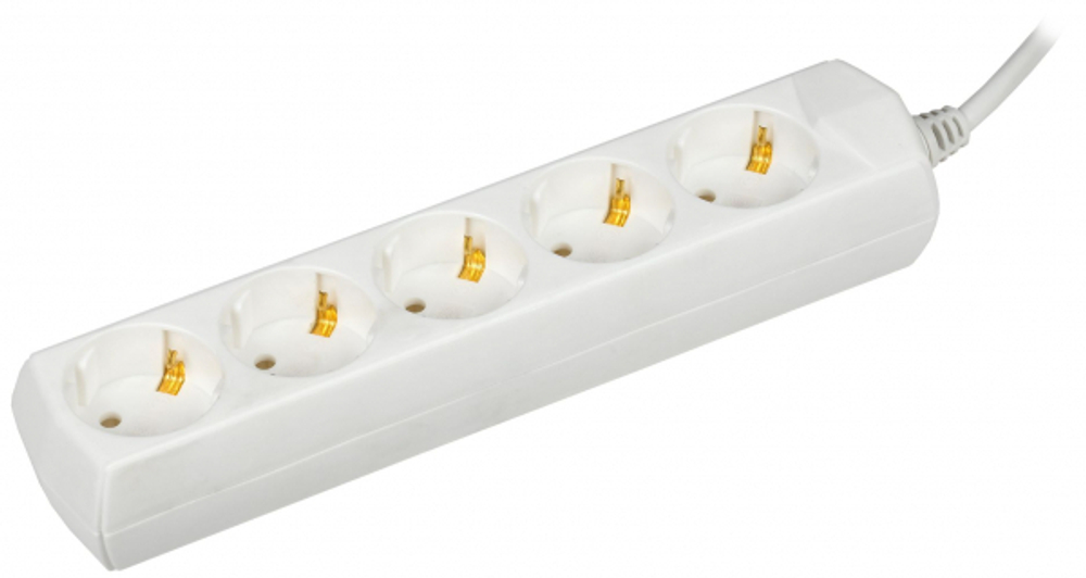 Удлинитель 5гн с З/К 5м белый 10А ПВС 3х1 GENERICA IEK